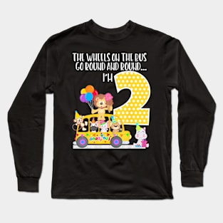 The Wheels On The Bus 2nd Birthday 2 Years Old Family Matching Long Sleeve T-Shirt